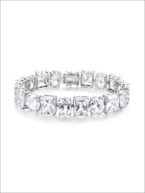 Tennis Bracelet 14K White Gold Plated Cubic Zirconia Bracelet for Women